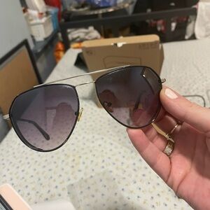 Balmain Black and Gold Aviator Sunglasses